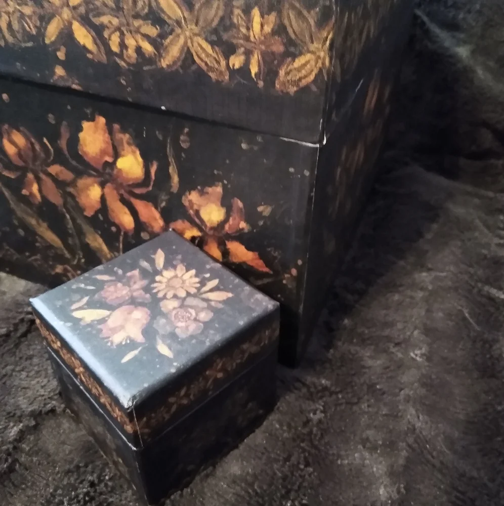 Y2K Black Floral Storage Boxes Vintage Dark Flowers 90s Whimsygoth Gift Box Set
